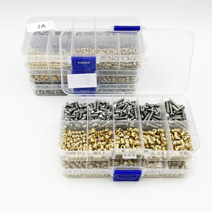 Kit de Tuercas y Tornillos de Latón - 260-500 pcs M2 M3 M4, Tuercas de Inserción de Fusión en Caliente para Impresoras 3D