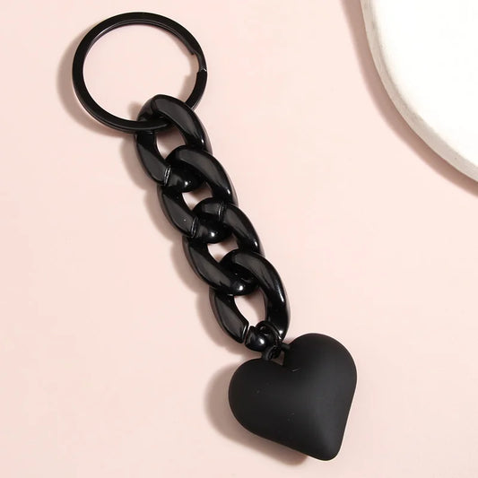 Llavero de corazón hecho a mano para mujer y niña, cadena de eslabones de plástico acrílico, colgante de bolso, accesorios, llaves de coche, regalos de joyería