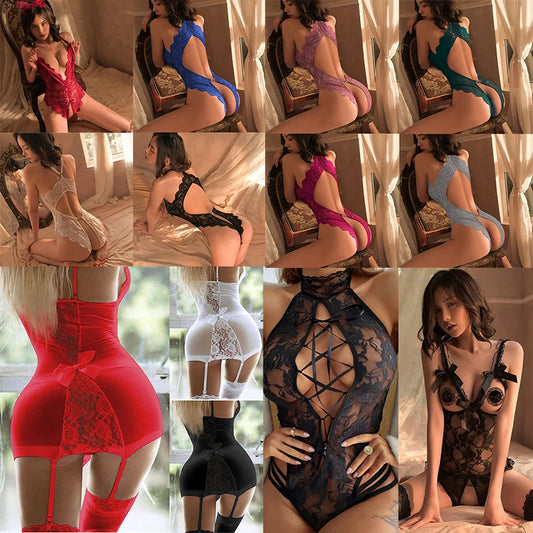 Bodysuit Sexy y Erótico para Mujer en Tallas S-3XL: Lencería Abierta en Bra y Crotch, Ropa Interior Sensual para Dormir