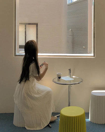 Mesa de Centro de Elevación de Vidrio Creativa Nórdica - Mesa Lateral de Sofá Moderna en Forma de C