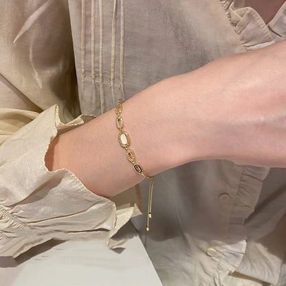 Pulsera Ajustable de Zirconia de Color Dorado 18K - Pulsera de Moda de Lujo para Mujer - Joyería de Fiesta y Regalos
