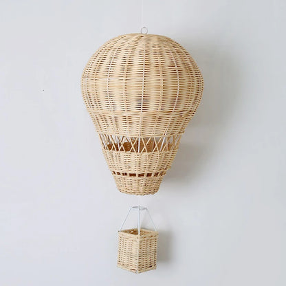Globo de Aire Caliente de Ratán Tejido a Mano - Decoración Infantil, Accesorios de Fotografía y Adornos Colgantes Nórdicos