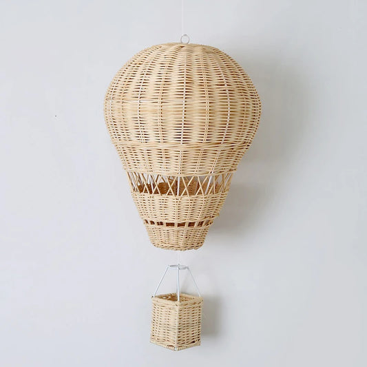 Globo de Aire Caliente de Ratán Tejido a Mano - Decoración Infantil, Accesorios de Fotografía y Adornos Colgantes Nórdicos