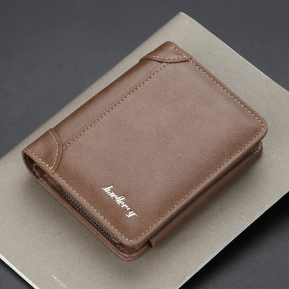 Nueva Billetera Corto para Hombre en Cuero PU de Alta Calidad con Cremallera, Diseño Vintage, Cartera con Bolsillo para Monedas y Ranura para Tarjetas