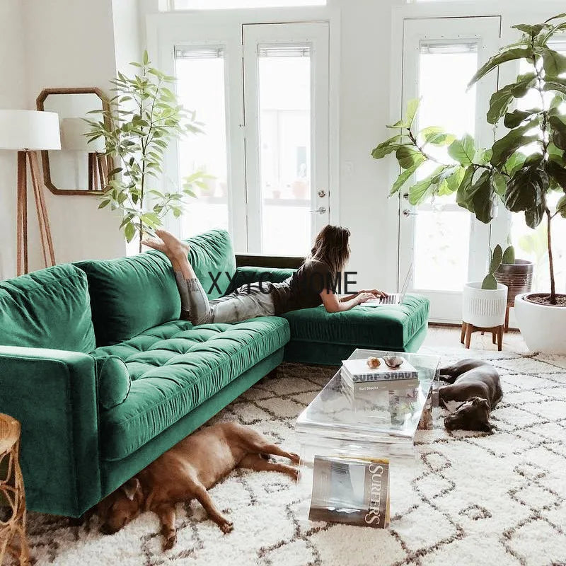 Sofá cama doble de tela de terciopelo francés Retro, estilo japonés, cómodo y elegante