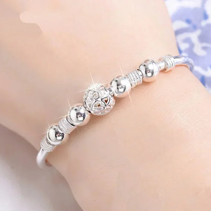 Pulsera de Plata de Ley 925 Doble Capa con Perlas - Diseño Vintage  - Joyería de Lujo y Encanto