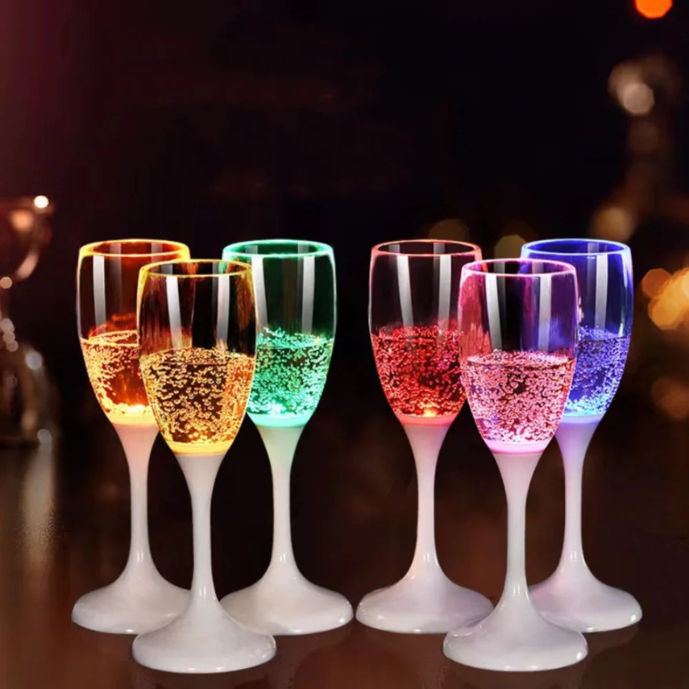 6PCS Copas de Champagne LED con Luz Intermitente para Fiesta, Bar, Club Nocturno, Navidad y Bodas - Copas de Cóctel Flashing