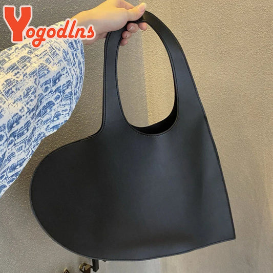 Bolso de hombro de cuero PU con asa de corazón para mujer, marca de moda, bolso de hombro, monedero portátil de diseñador