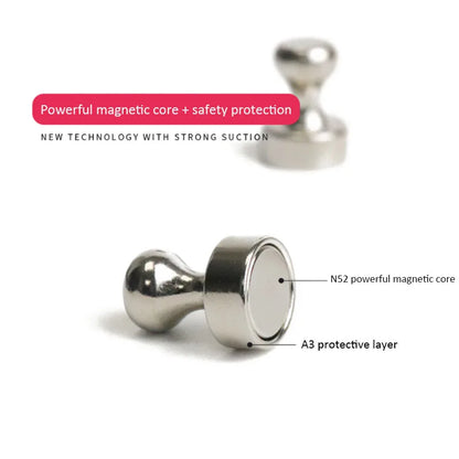 10 Piezas de Pushpins Magnéticos de Neodimio Súper Fuertes - Imanes de Acero Duraderos para Refrigerador y Pizarras Blancas