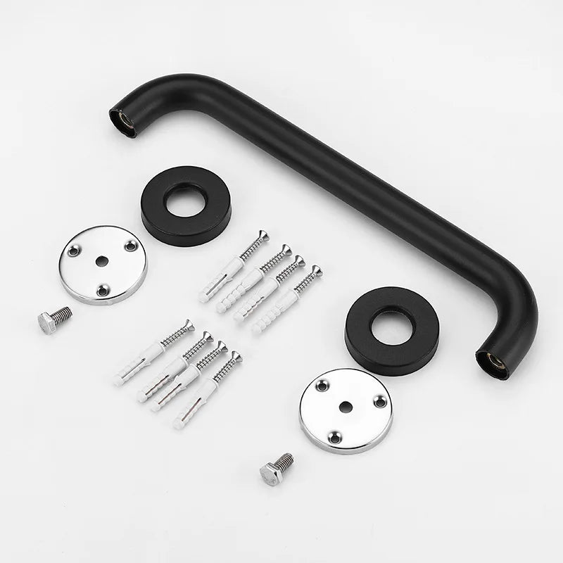 Barandilla Negra Cromada para Inodoro en el Baño. Agarre de Seguridad para Bañera. Barra de Sujeción para Puerta, Toallero. Accesorios para Baño de Acero Inoxidable