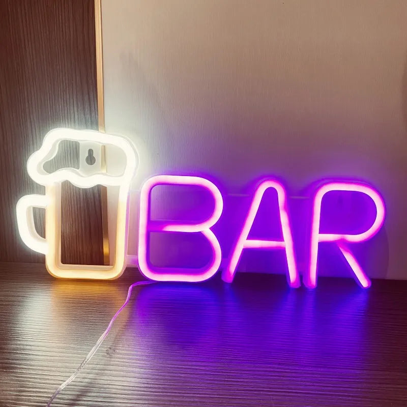 Luz de Neón LED con Forma de Vaso de Cerveza, Decoración Luminosa para Taverna, Pequeñas Reuniones y Ambiente