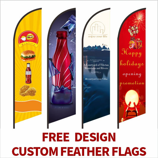 Bandera publicitaria de pluma personalizada con impresión gráfica para promoción, inauguración, eventos al aire libre y decoración publicitaria