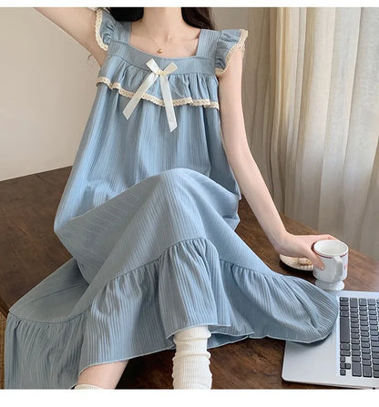 Camisón con cojín para mujer, ropa de casa de verano, dulce viento de princesa, sección larga, se puede usar fuera