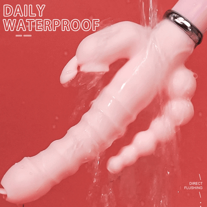 Consolador Vibrador 3 en 1 para Mujeres, Estimulador de Punto G, Clítoris y Tapón Anal, 12 Frecuencias de Vibración