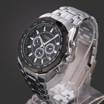 CURREN - Reloj Analógico de Acero Inoxidable para Hombre, Resistente al Agua con Calendario, Diseño Militar Deportivo, Ideal para Negocios