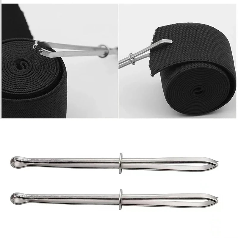 2 Piezas de Clips de Acero Inoxidable para Ropa - Herramientas de Costura DIY, Dispositivos para Pasar Cintas Elásticas y Hilos de Bordado