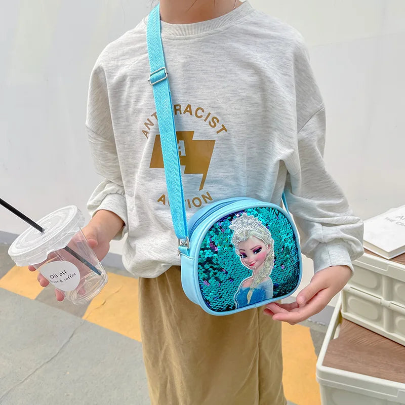 Bolso Infantil de Hombro Frozen - Diseño de Princesa Elsa con Lentejuelas, Ideal para Niñas de 2 a 8 Años