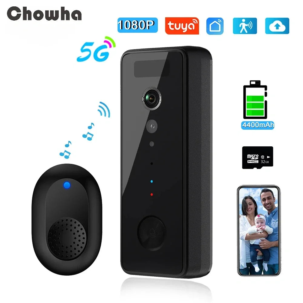 Timbre de Video Tuya Smart Home con Intercomunicador, Cámara Inalámbrica Impermeable y APP Móvil