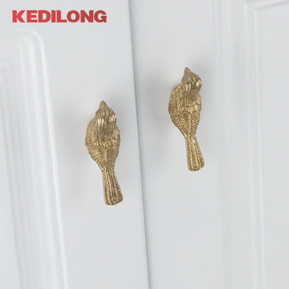 Perilla de Cajón de Pájaro de Lujo Europea de Latón Macizo, Tirador Dorado para Muebles y Gabinetes de Cocina