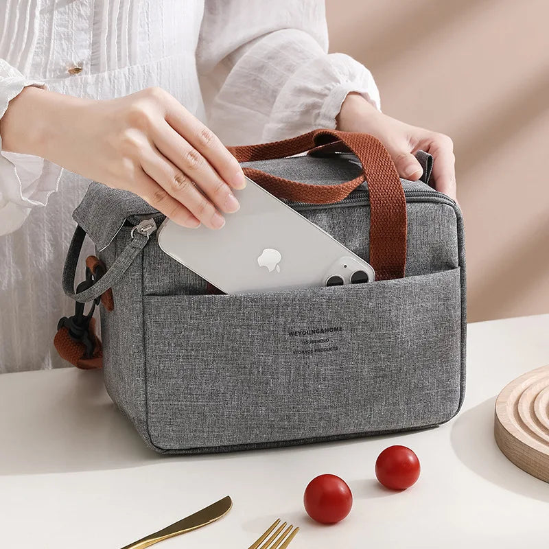 Bolsa de Almuerzo Térmica  OL, Bolsa de Mano Insulada y Resistente al Agua, con Correa para Hombro y Estilo Tote para Oficina