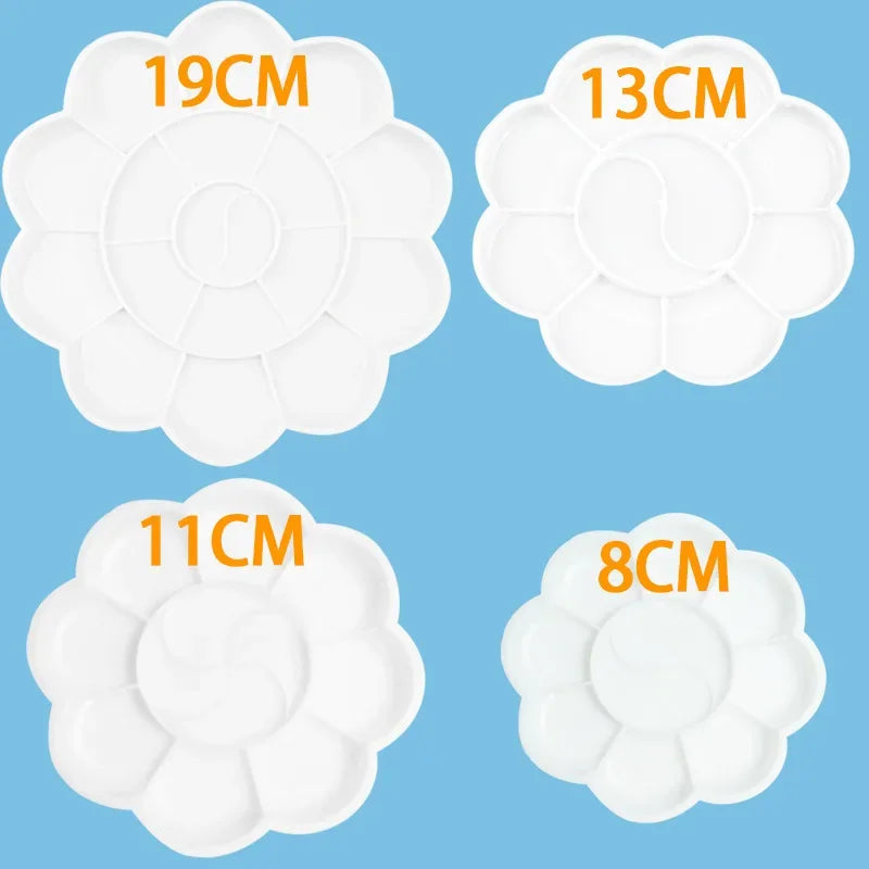Bandeja de Pintura Artística Redonda de Plástico - Suministros de Pintura Blanca para Acuarela y Pigmentos