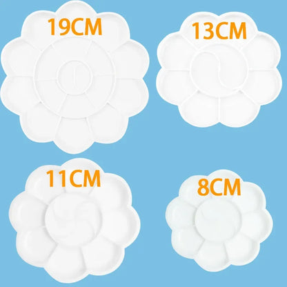Bandeja de Pintura Artística Redonda de Plástico - Suministros de Pintura Blanca para Acuarela y Pigmentos
