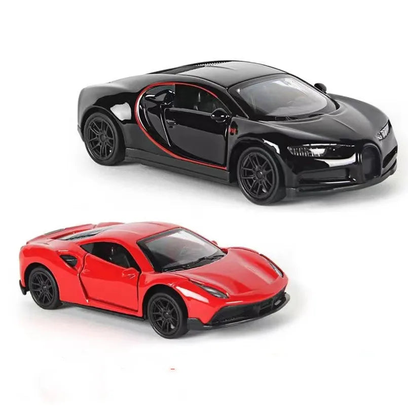Coche de Metal Diecast 1:43 Modelo Deportivo con Puertas Abiertas, Juguete Pull-Back para Niños, Adorno de Automóvil