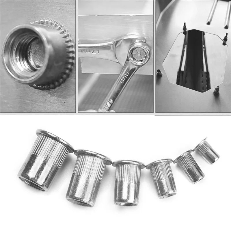 Kit de Herramientas de 100 Piezas con Tuercas Remachadas de Aluminio M3/M4/M5/M6/M8: Accesorios de Sujetadores para Pistola Remachadora, Pernos y Tuercas
