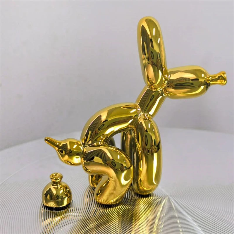 Escultura de Perro Globo de Resina - Adorable Estatua de Cachorro para Decoración del Hogar y Oficina