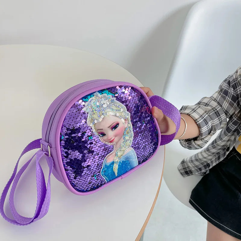 Bolso Infantil de Hombro Frozen - Diseño de Princesa Elsa con Lentejuelas, Ideal para Niñas de 2 a 8 Años