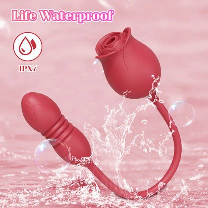 Vibrador Rosa con Movimiento de Empuje para Mujeres, Estimulador de Clítoris, Succión y Vibración para Estimulación de Pezones y Zona Íntima