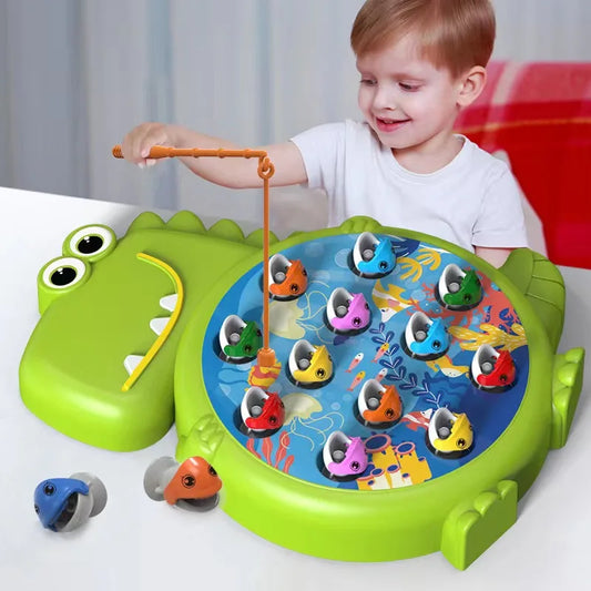 Juguetes de Pesca Magnéticos de Dinosaurio con Caña Giratoria, Juguete Educativo Montessori para Niños y Bebés, Regalo para Niñas y Niños