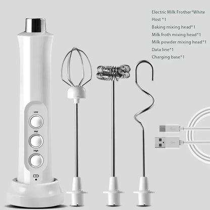 Espumador de Leche Eléctrico USB Recargable Inalámbrico - Batidor de Mano con 3 Velocidades para Latte, Cappuccino y Chocolate Caliente