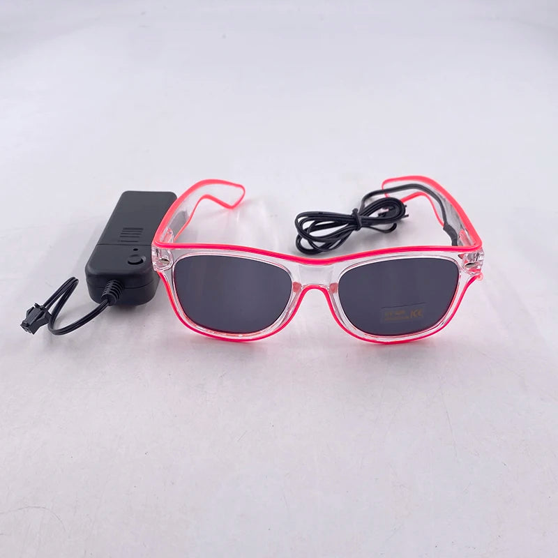 Gafas LED que Brillan en la Oscuridad, Neon Glow Sunglasses EL Wire, Artículos para Fiestas Neon, Lentes Luminosos para Niños y Adultos