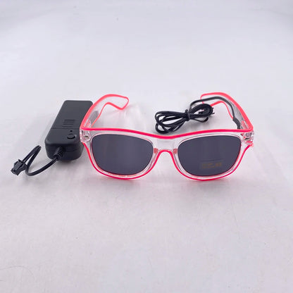 Gafas LED que Brillan en la Oscuridad, Neon Glow Sunglasses EL Wire, Artículos para Fiestas Neon, Lentes Luminosos para Niños y Adultos