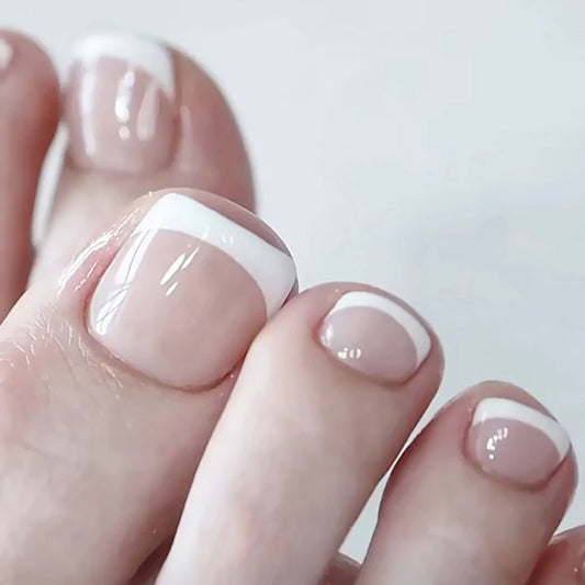 Uñas postizas para dedos de los pies para mujer, Uñas postizas francesas cuadradas de Color Nude, Uñas postizas para pies, puntas de uñas para pies, prensa Artificial para uñas de los pies, 24 piezas, 2024