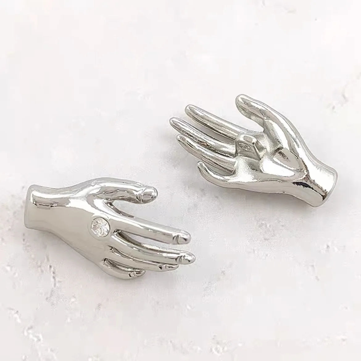 Botones de Metal con Diamantes de Imitación y Perlas en Forma de Palma – Accesorios de Costura para Abrigos de Tweed y Suéteres de Punto, Pack de 6 Piezas