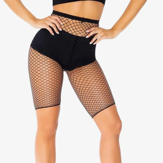 Calcetines de Red con Rhinestones para Mujeres - Medias Cortas de Ciclista con Brillo, Pantalones de Malla para Lencería Sexy