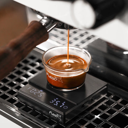 Báscula para Café Fuego Kitchen con Temporizador, Báscula Digital Recargable de Alta Precisión 0.1g, 3 Modos para Goteo y Espresso, Regalo para Baristas