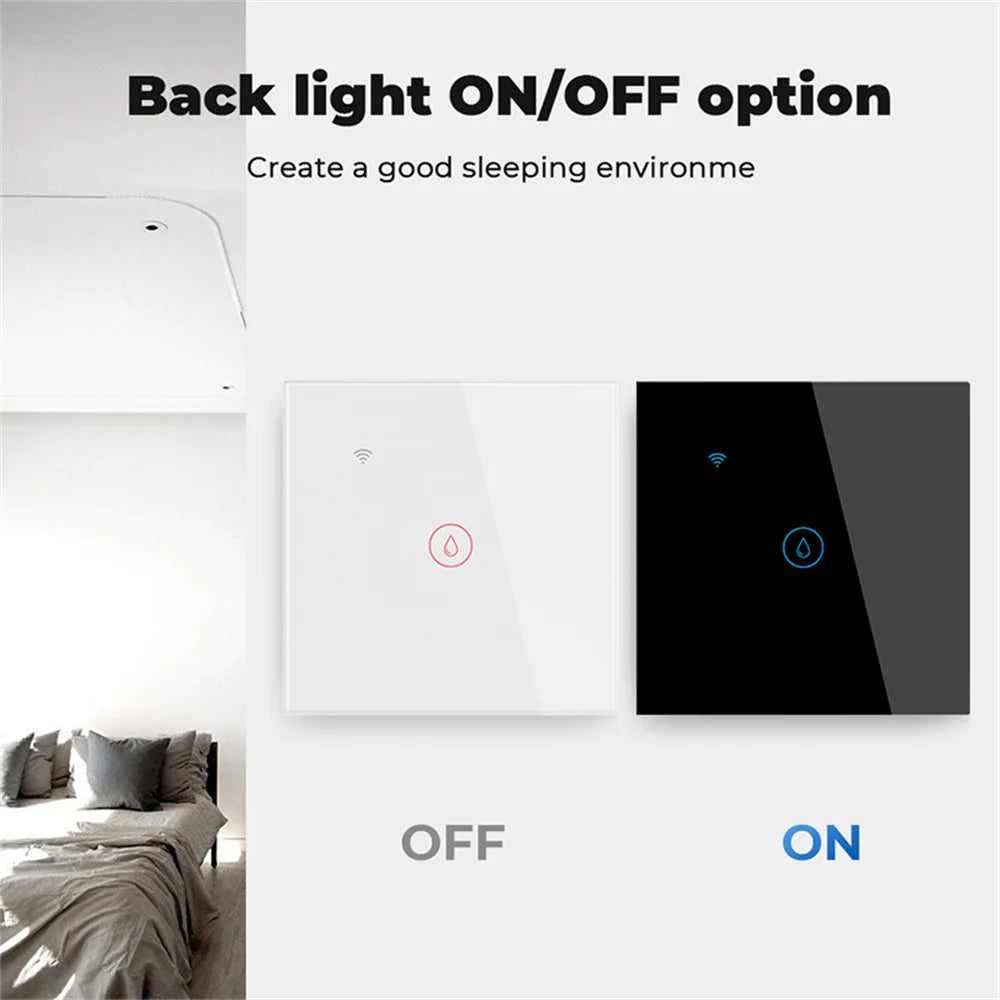Interruptor de Pared Táctil para Calentador de Agua y A/C Wifi Inteligente Tuya 40A