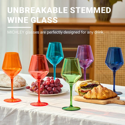 Copas de Vino Irrompibles de Tritan MICHLEY (2/4/6 Piezas) - Reutilizables y Flotantes, Coloridas para Piscina, Fiesta y Uso al Aire Libre, Apto para Lavavajillas