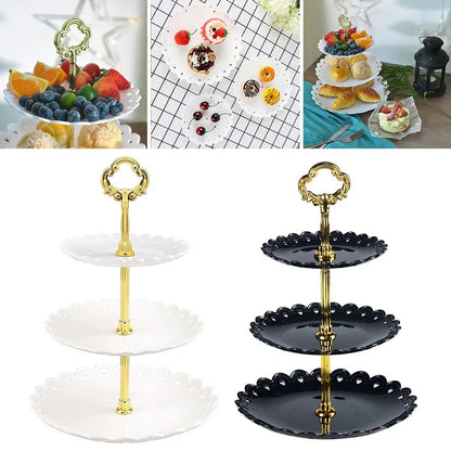 Soporte de Pastel de 3 Niveles | Bandeja para Frutas y Postres, Exhibidor para Bodas, Fiestas y Cumpleaños