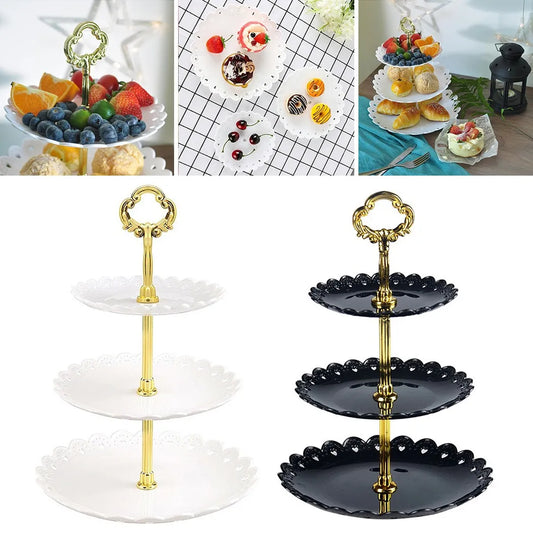 Soporte de Pastel de 3 Niveles | Bandeja para Frutas y Postres, Exhibidor para Bodas, Fiestas y Cumpleaños
