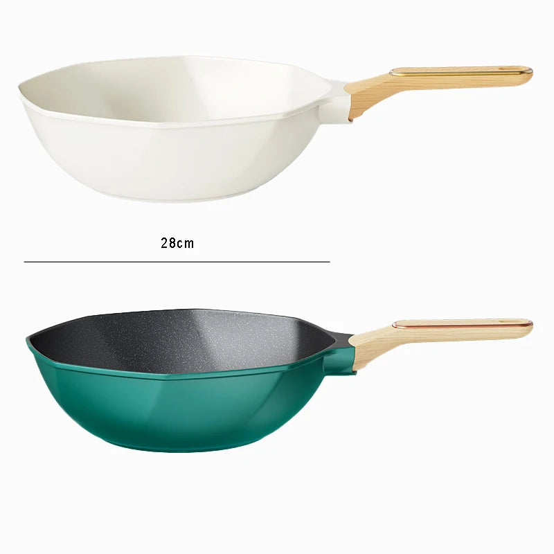 Sartén antiadherente octogonal para el hogar, olla para Wok, ollas de cocina para bistec de huevo, estufa de Gas, cocina Universal de inducción, sartén antiadherente