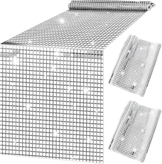 Camino de Mesa con Lentejuelas Brillantes 33x180 cm en Oro/Plata Espejo - Decoración para Bodas, Fiestas de Cumpleaños y Eventos