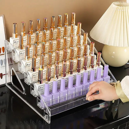 Estante de Exhibición de Esmalte de Uñas Acrílico - Organizador de Cosméticos Transparente, Soporte Multicapa (3/4/5/6/7 Capas)