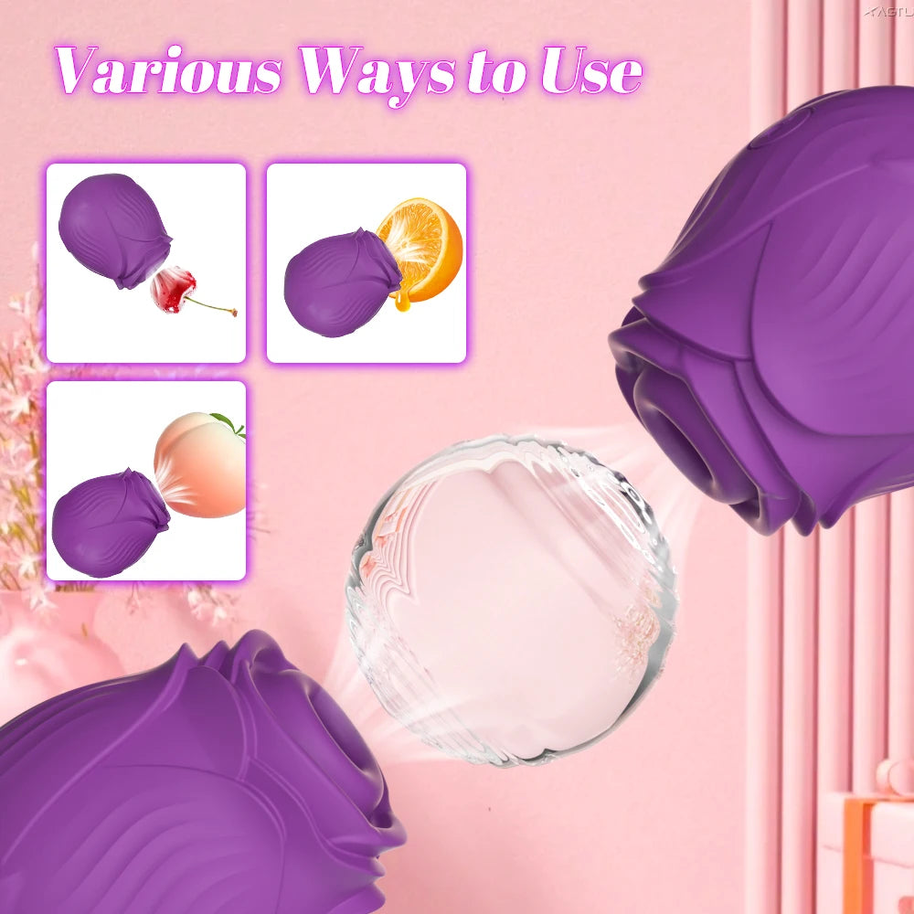 Estimulador de Succión Rose para Mujeres | Vibrador Clítoris y Pezones con 10 Modos de Succión y Carga Magnética USB