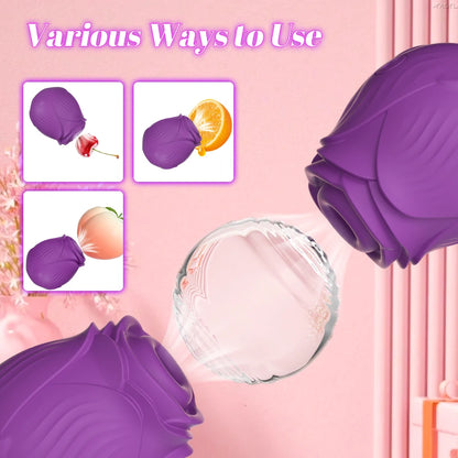 Estimulador de Succión Rose para Mujeres | Vibrador Clítoris y Pezones con 10 Modos de Succión y Carga Magnética USB