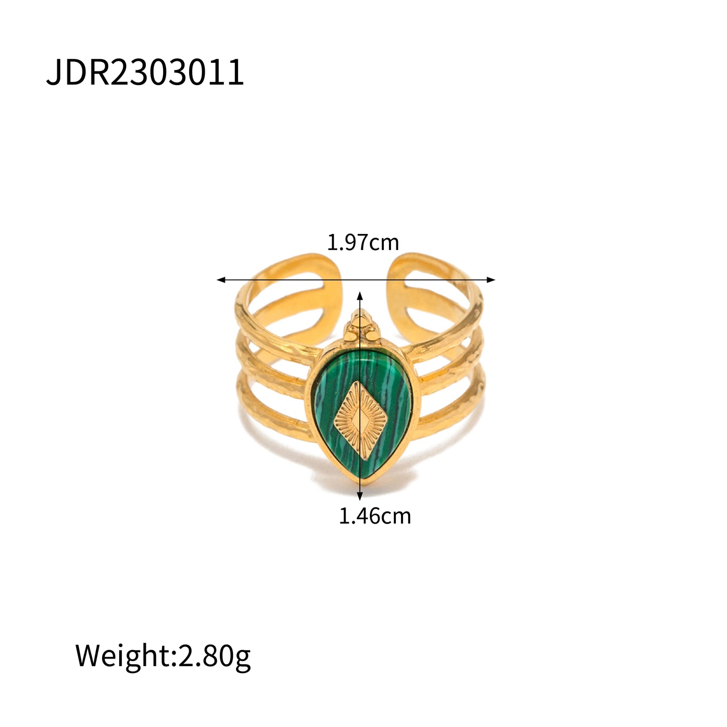 Anillo Uworld de Acero Inoxidable con Piedra Natural Turquesa Verde y Malaquita para Mujeres, Joyería Veraniega Bohemia y Estilizada