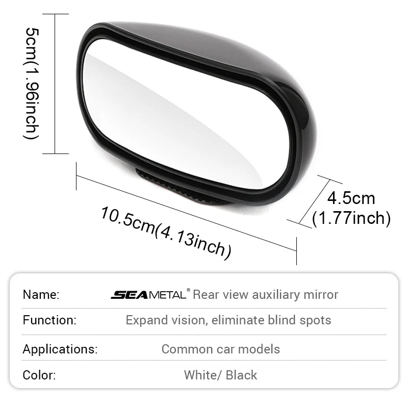 Espejo Retrovisor Lateral 360° Ajustable para Coche SEAMETAL | Espejo de Ángulo Amplio para Estacionamiento y Punto Ciego